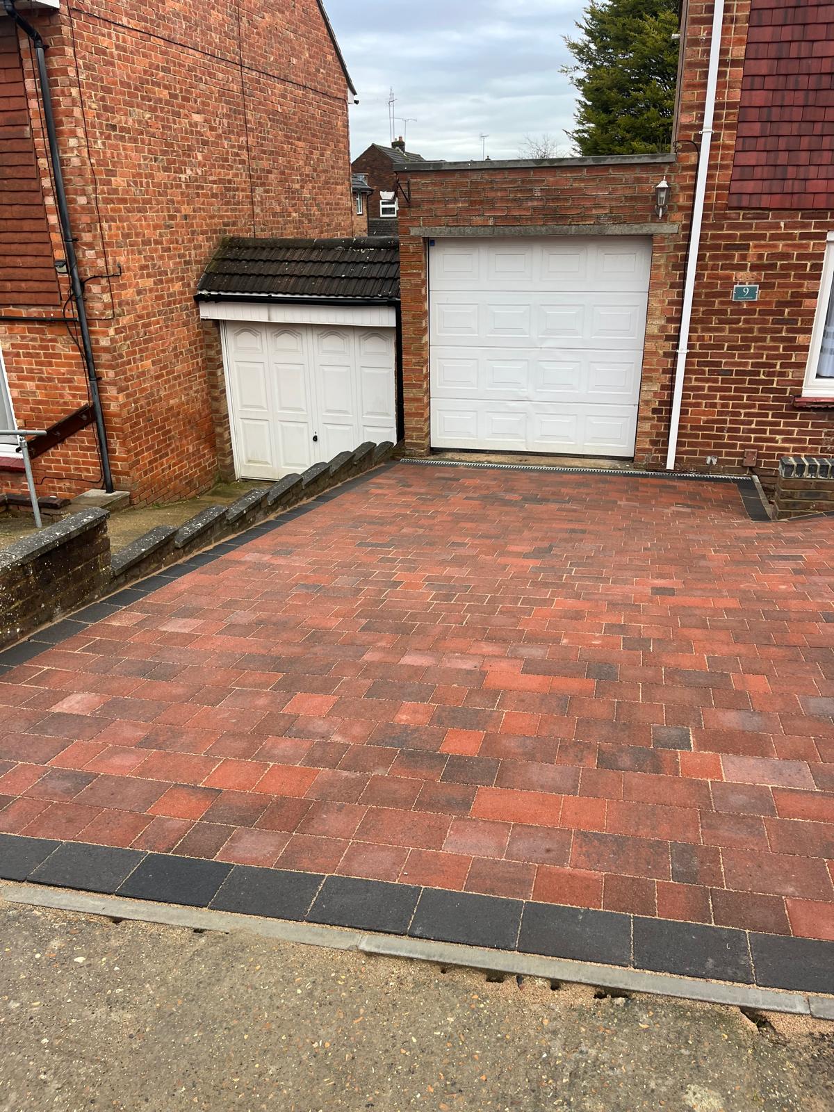 Block Paving Driveway Medway - Red Herringbone Pattern Installation