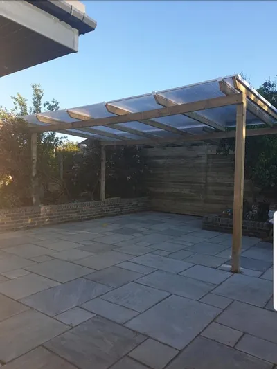 Garden Patio with Wooden Shelter