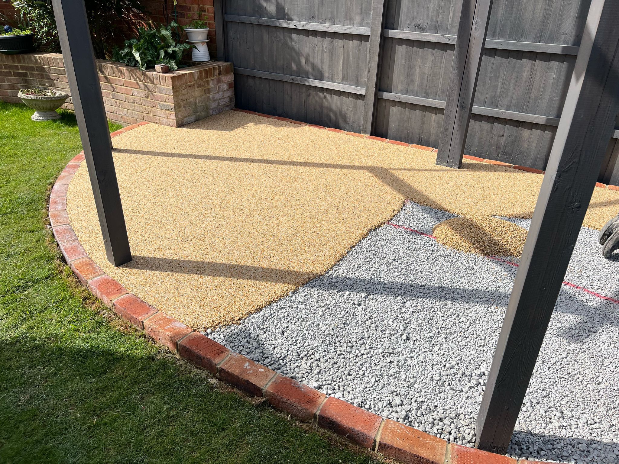 Resin garden path installation in Tonbridge during groundwork and laying