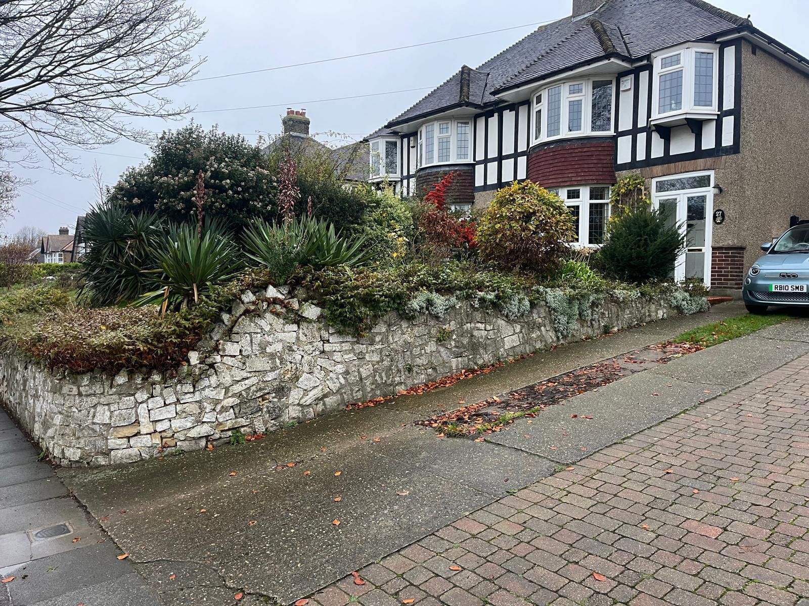 Front garden before conversion to red brick block paving driveway in Rochester